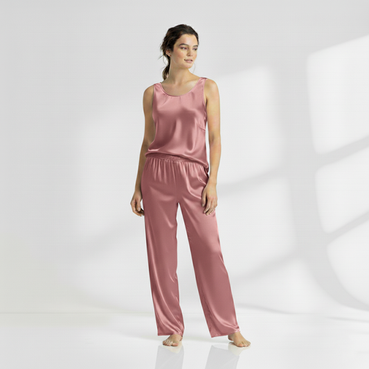 SILK TOP & PAJAMA SET - PINK Silk Top & Pajama Bloomstyle