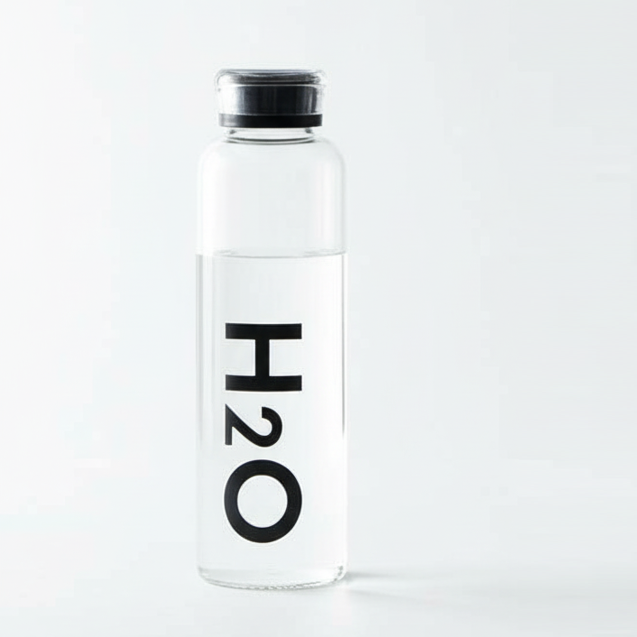 H2O LumiVac Glass Water Bottle with Vacuum Lid