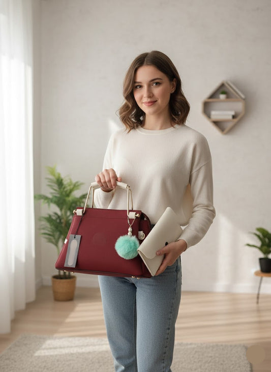 TWO TONE TRENDING BAGS WITH POUCH BAG WOMEN BAGS Bloomstyle