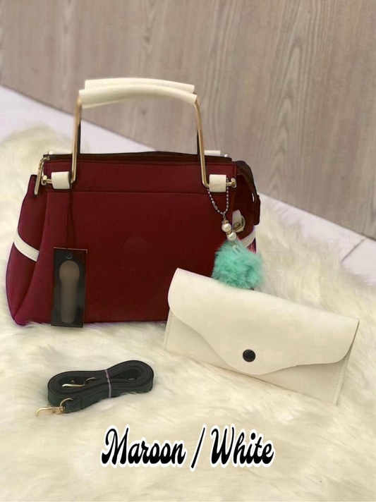 TWO TONE TRENDING BAGS WITH POUCH BAG WOMEN BAGS Bloomstyle