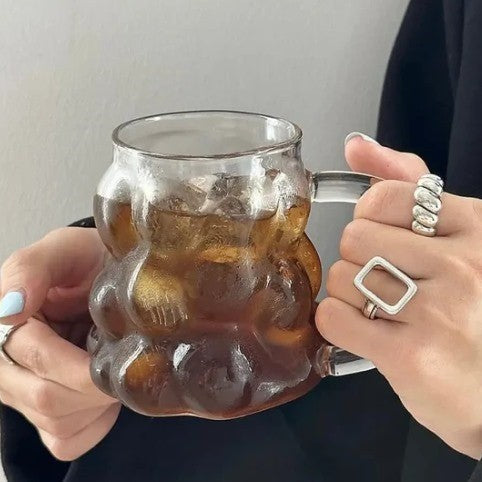 Bubble Textured Glass Mug with Handle