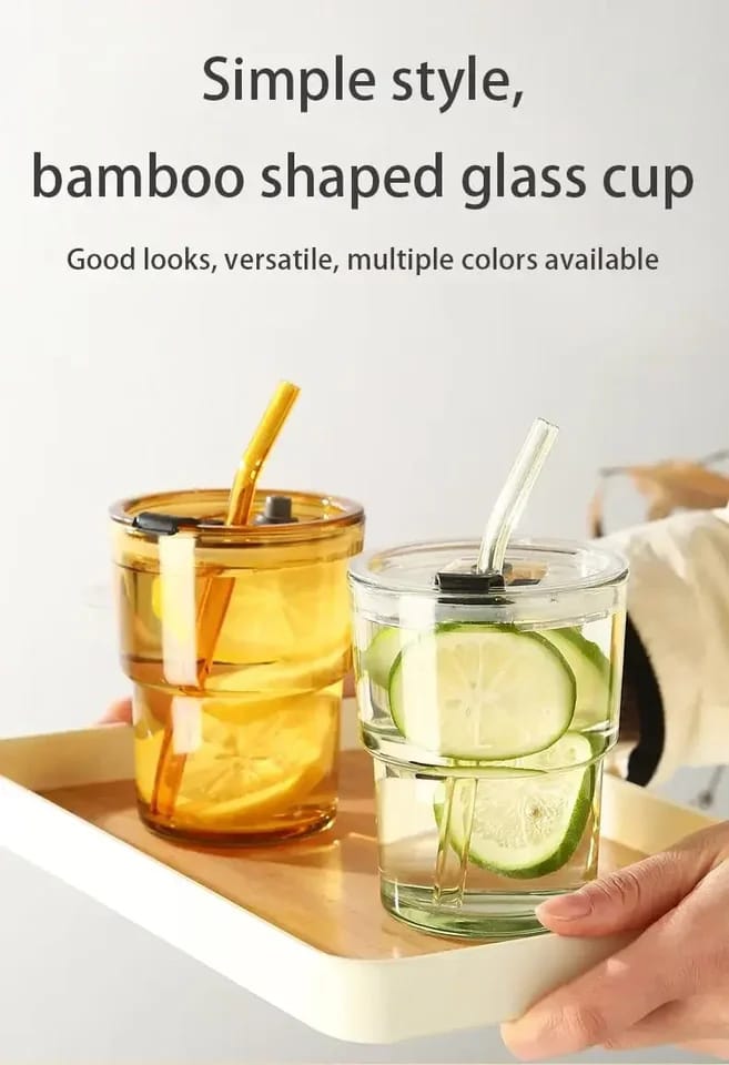 400ml Creative Amber Straw Glass Large Capacity Coffee Cup