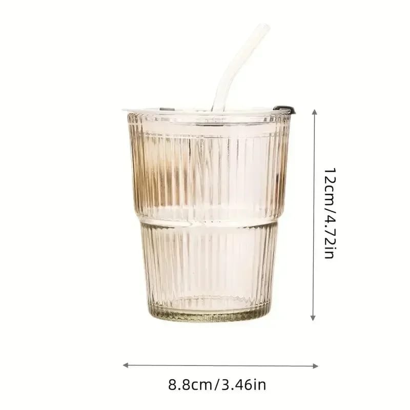 400ml Creative Amber Straw Glass Large Capacity Coffee Cup