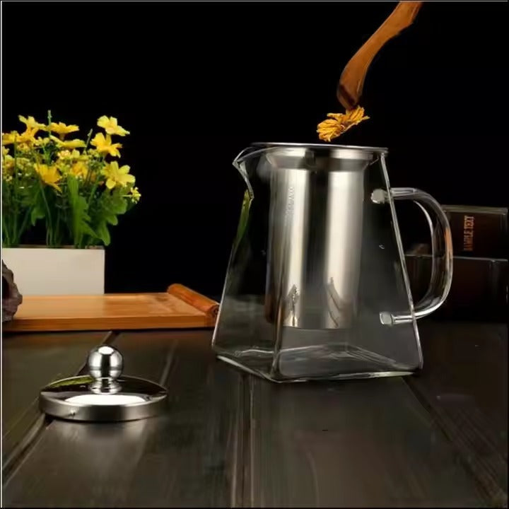 Glass Pyramid Teapot with Stainless Steel Infuser