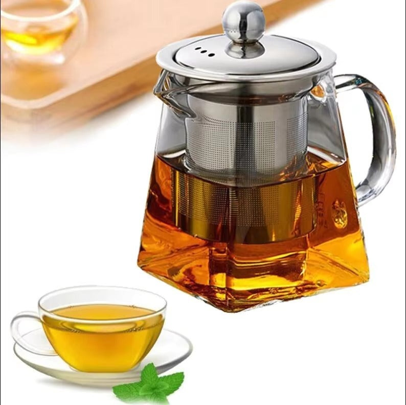 Glass Pyramid Teapot with Stainless Steel Infuser