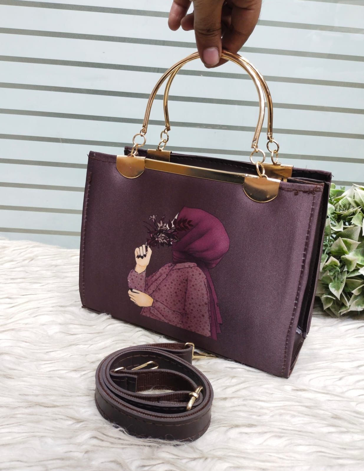 METAL HANDLE PRINTED BAG WOMEN BAGS Bloomstyle