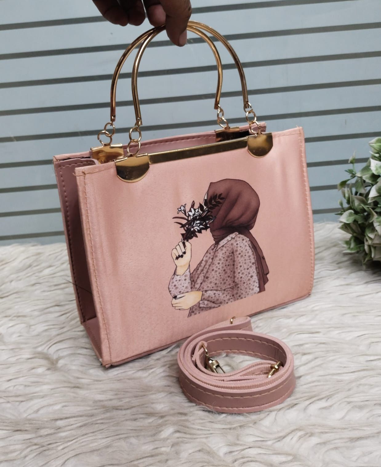 METAL HANDLE PRINTED BAG WOMEN BAGS Bloomstyle