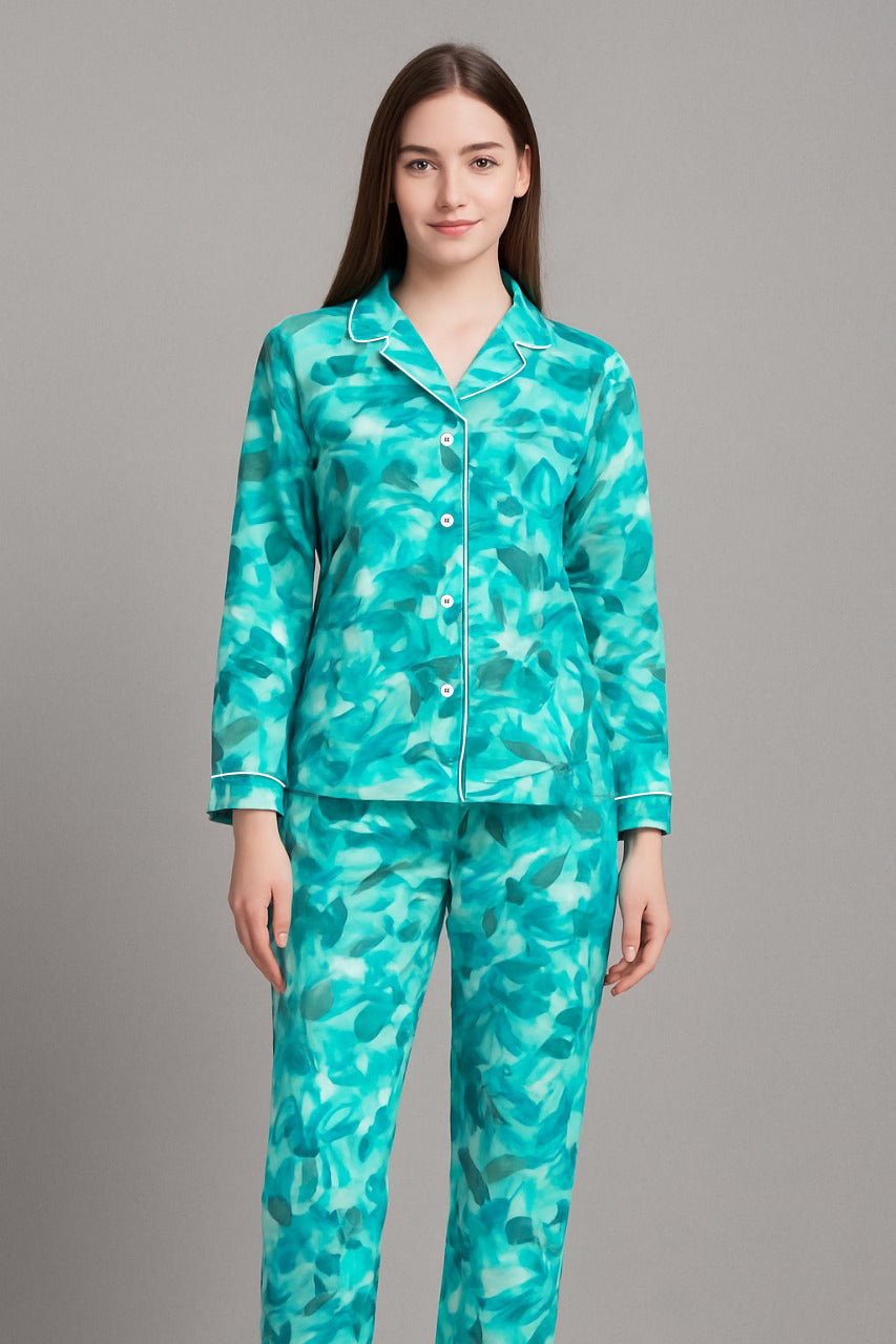 Printed Button Down Night Suit - PNS-001 Printed Button Down Bloomstyle