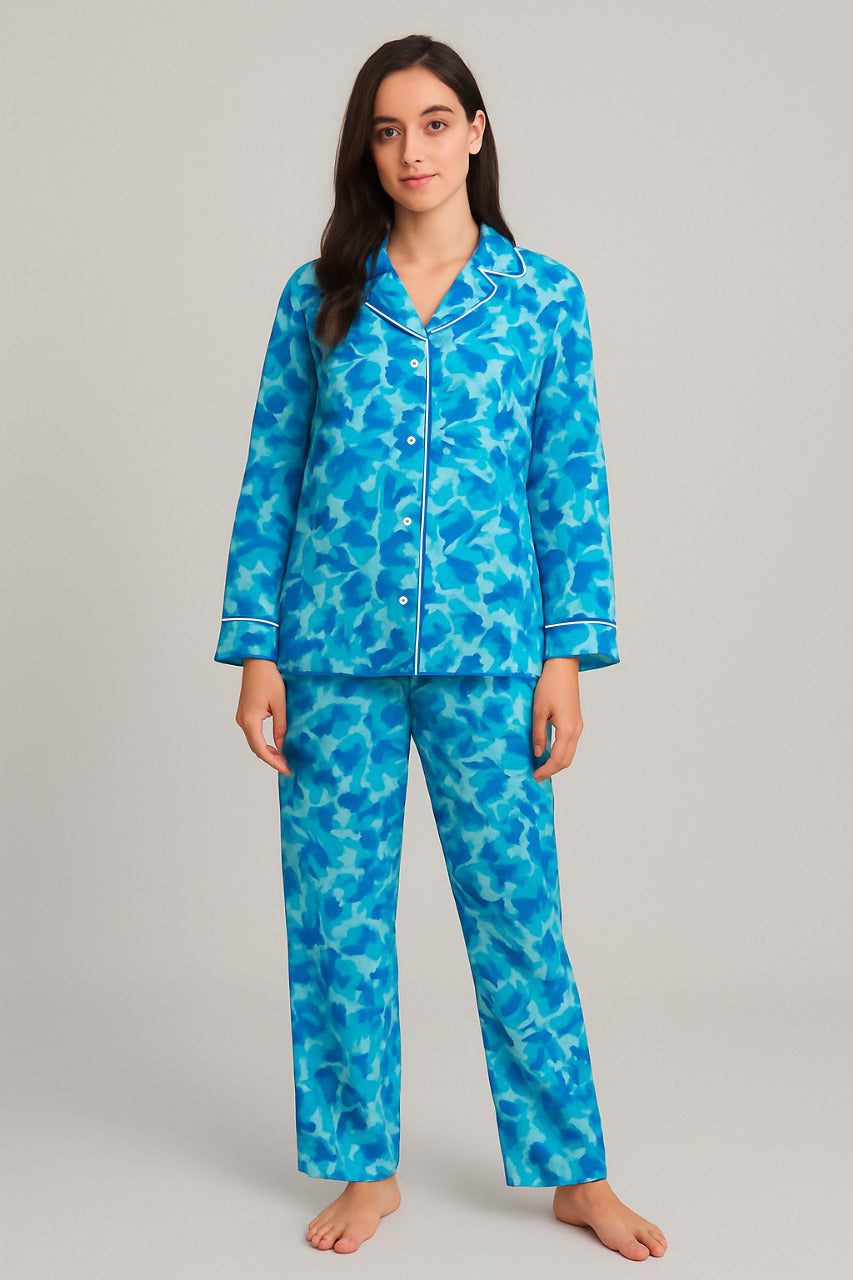 Printed Button Down Night Suit - PNS-002 Printed Button Down Bloomstyle