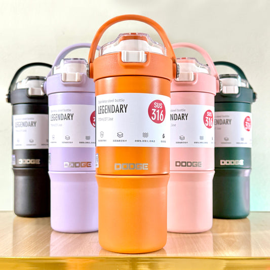 DODGE - Double Wall Vacuum Stainless Steel Tumbler with Dual-Sipping & Handle (770ml) (DB-23682-S)