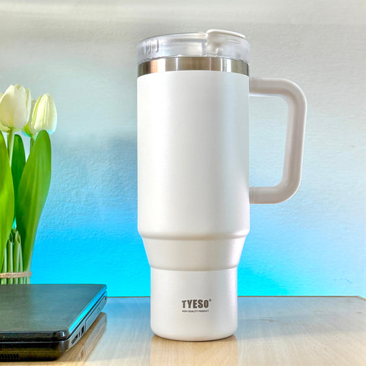 TYESO® Mega-Capacity Sill-Proof Stainless Steel Tumbler with Straw & Cleaning Brush (1200ml) (TS-8868)